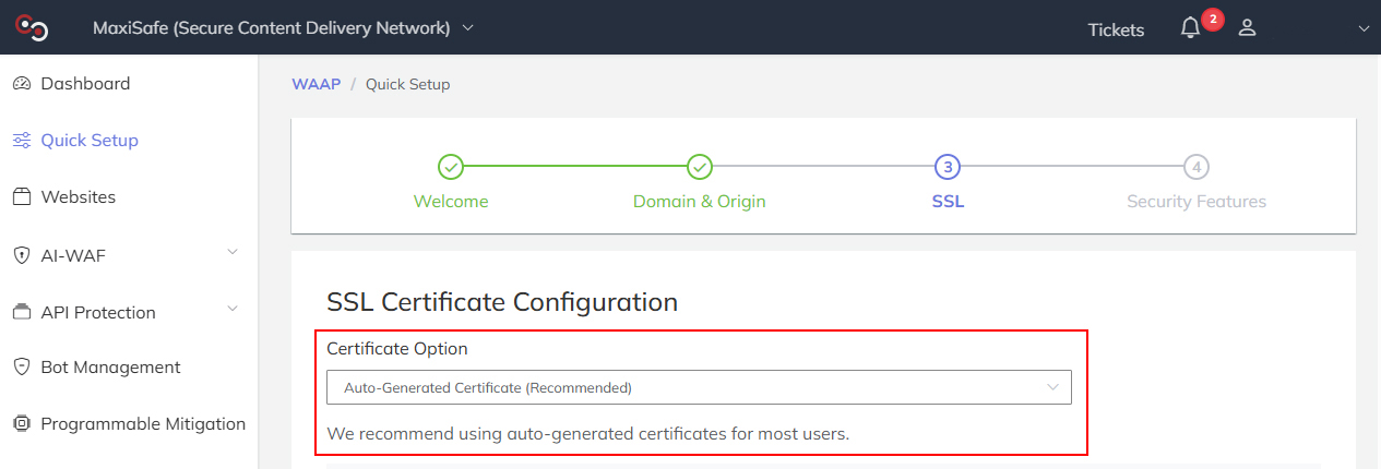 SSL Certificate Selection