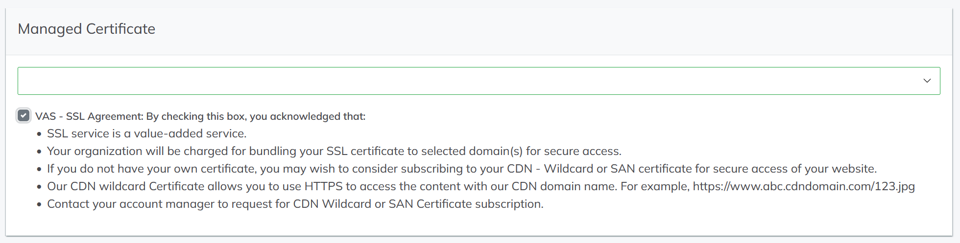 managed certificate
