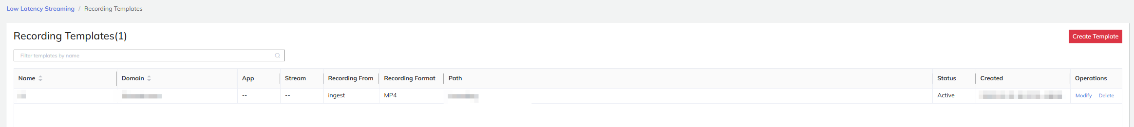 List Recording Templates