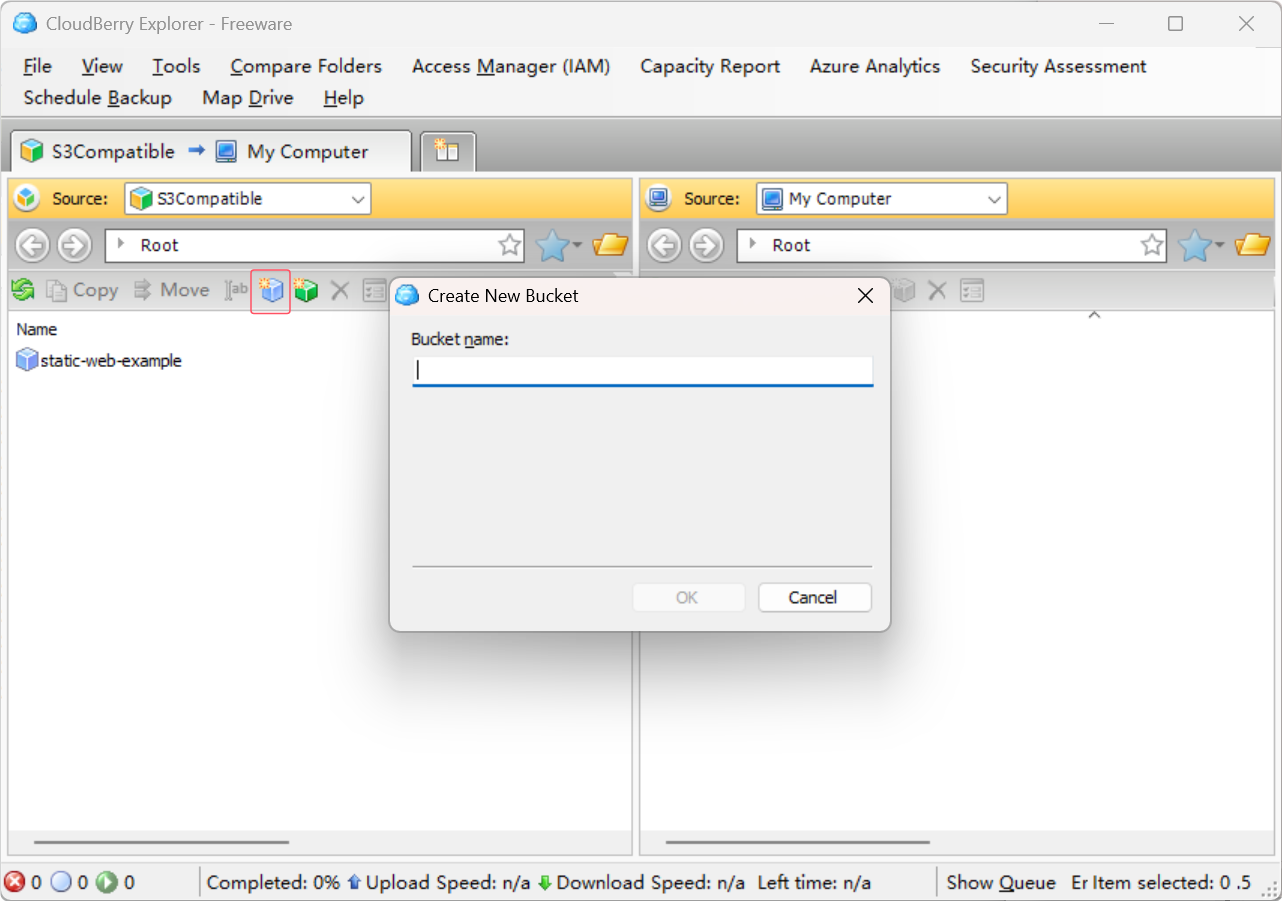 oss-cloudBerry-create-bucket